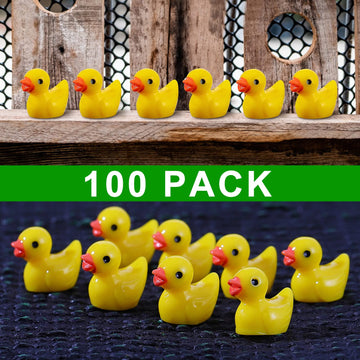 100 Pcs Mini Resin Ducks Bulk Tiny Ducks Set For Potted Miniature Decoration Garden Dollhouse Cake Decoration Diy Slime Kit Craft Charms Party Toys