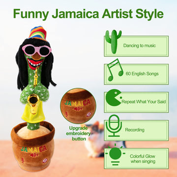 Miaodam Dancing Cactus, Talking Cactus Toy With Funny Style 270 Degree Rotation For For Baby Boys And Girls, Cactus Baby Toy Repeats What You Say Colorful Glowing Singing Cactus Toy