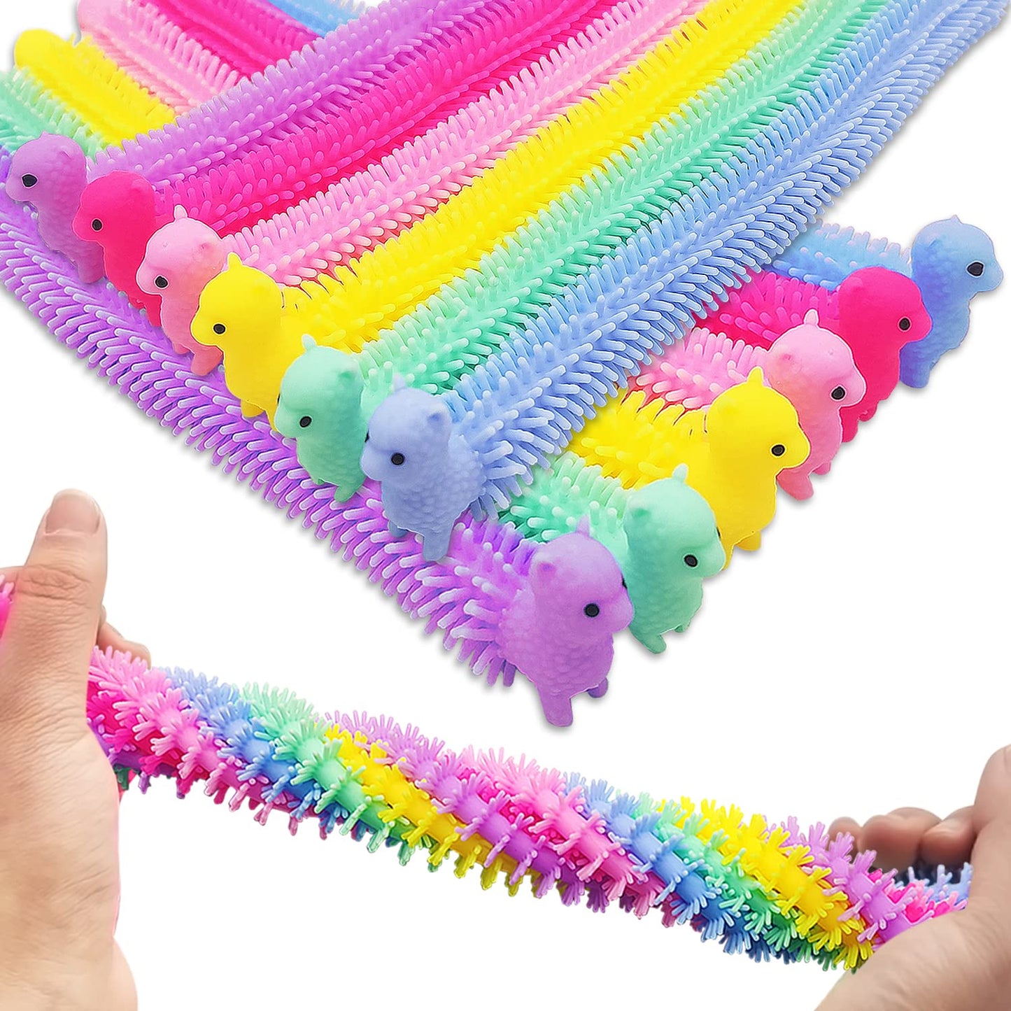 18 Pcs Stretchy String Toys,Alpaca Fidget Sensory Toy,Squeeze Pull Noodles For Boys,Girls,Adults,Party Favors Prizes,Calm Relax