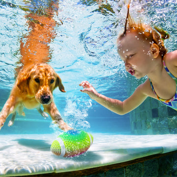 Hiboom Swimming Pool Football, 9.6 Inch Pvc Rainbow Colorful Waterproof Football For Boy Girl, Swimming Pool Diving Toys For Und