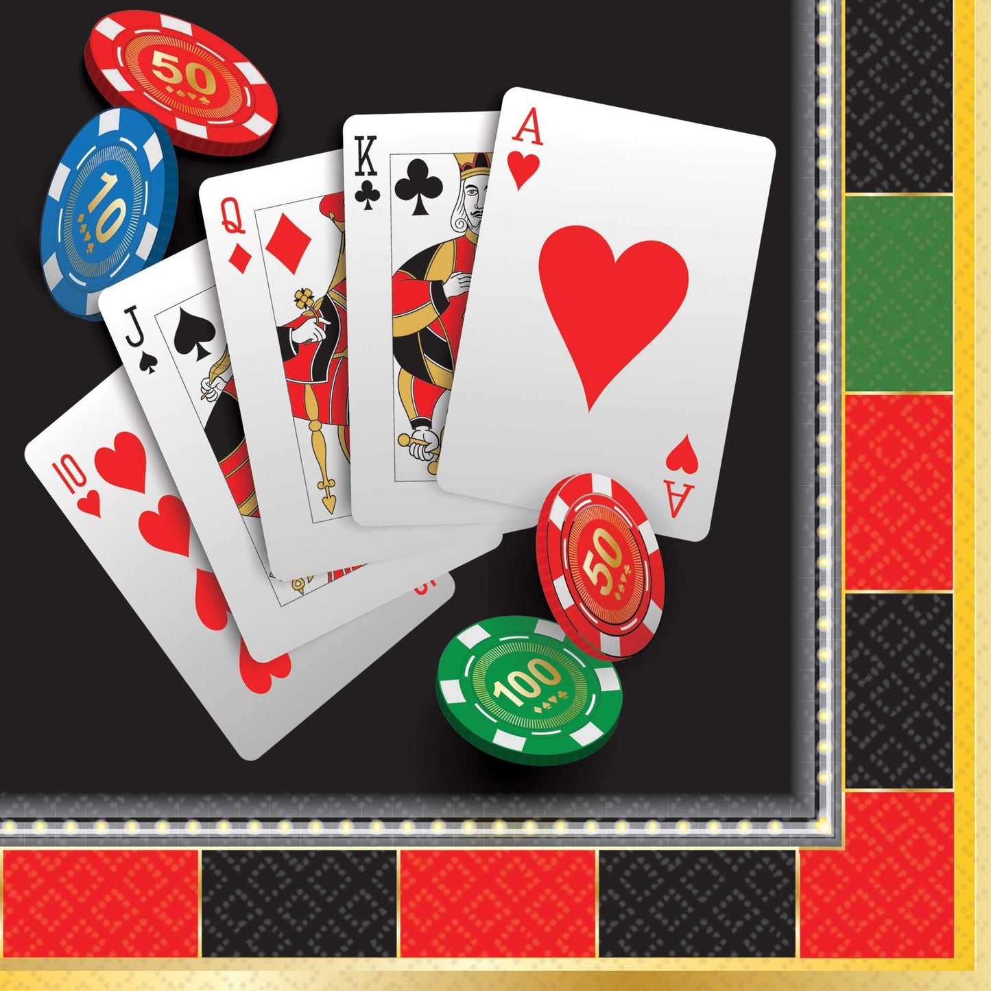 Roll The Dice Beverage Napkins - 5' X 5' (Pack Of 16), Vibrant Multicolor Paper Napkins & Durable Quality, Perfect For Casino & Board Game Nights