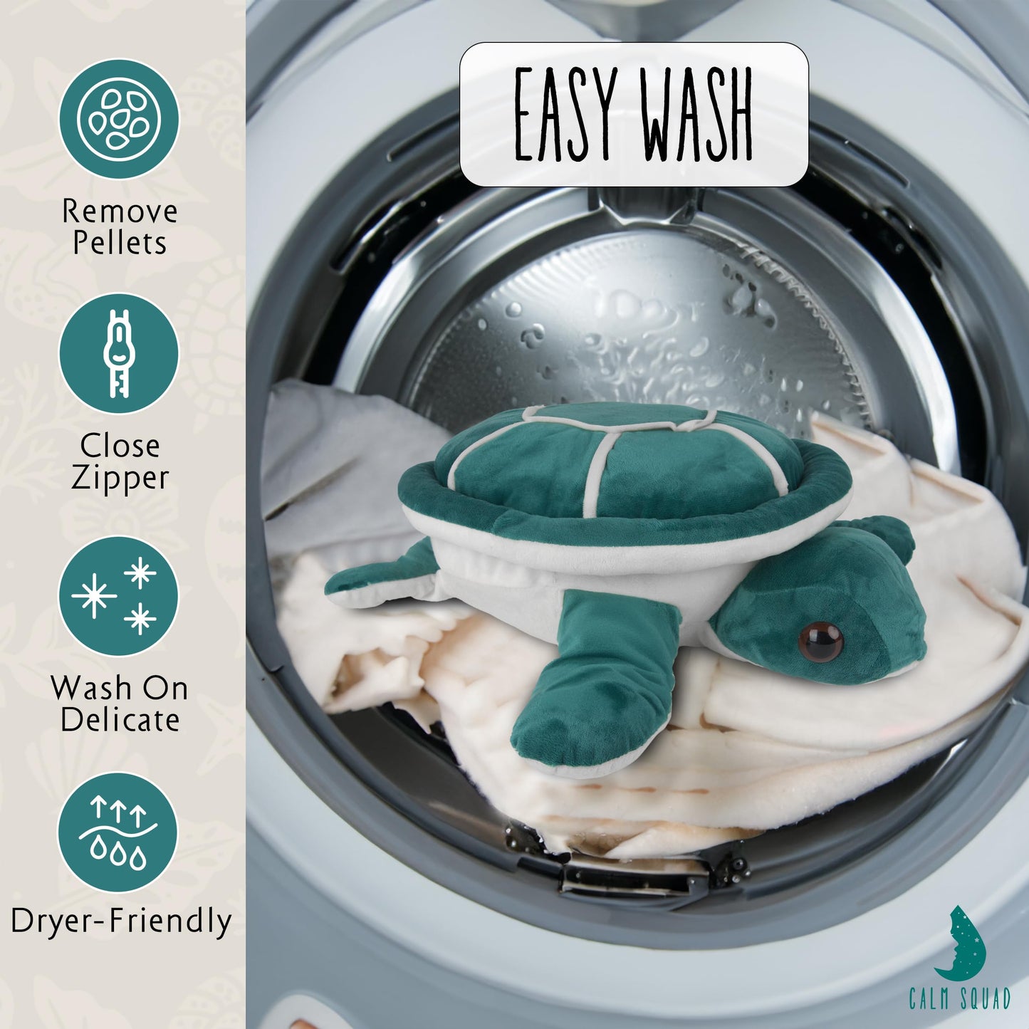 Calm Squad 4.5 Lbs Lou The Turtle Weighted Stuffed Animal - Warm Weighted Plush Animals - Huggable Comfort Turtle Stuffed Animal