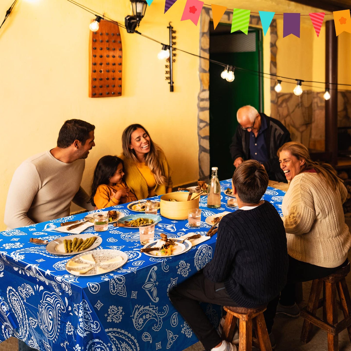 Reginary Western Party Tablecloth Paisley Bandana Table Cover Plastic Rectangle Tablecloth for Western Cowboy Party Themed Party
