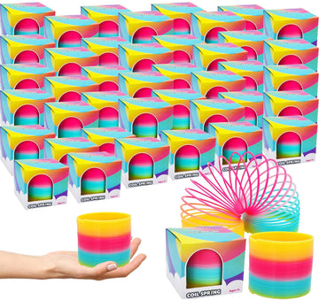The Dreidel Company Plastic Multicolor Coil Spring, Goody Bag Fillers, Party Favor For Kids, 3' Inches (80Mm) (40-Pack)