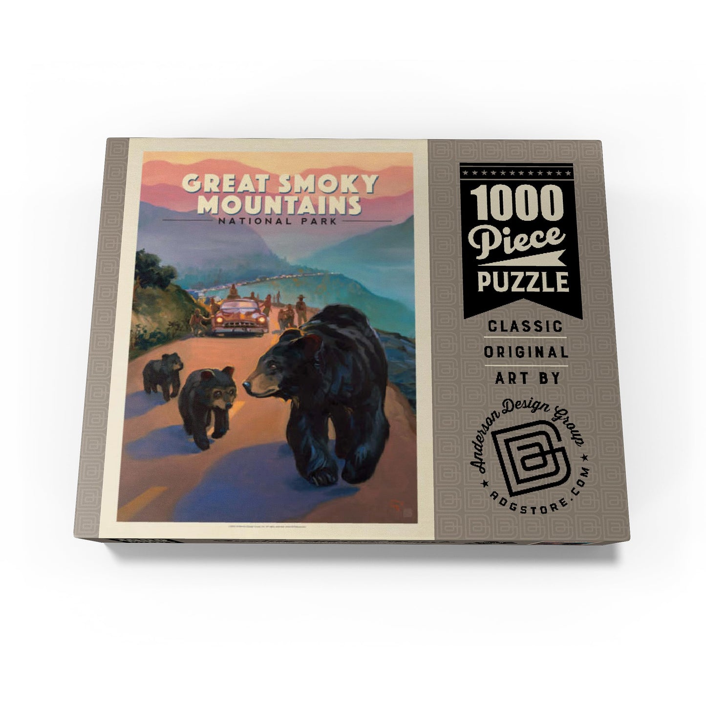 Mypuzzle Great Smoky Mountains National Park: Bear Jam, Vintage Poster - Premium 1000 Piece Jigsaw Puzzle For Adults