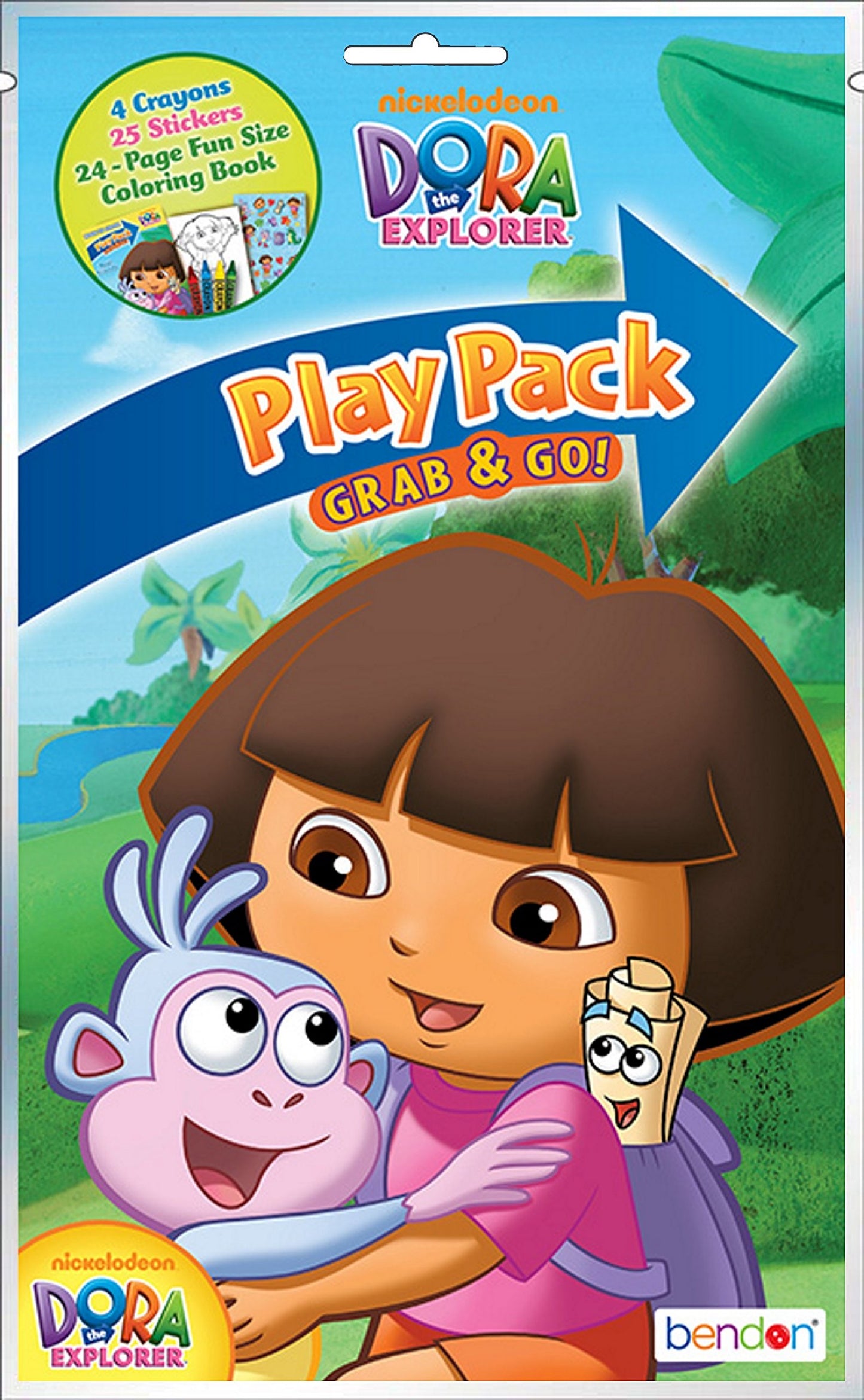 Bendon Dora The Explorer Grab & Go Play Packs - Pack of 12, 8.4x5.3x0.4 inches, Wax, Paper, Plastic