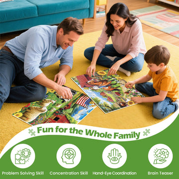 2 Pack 500 Pieces Puzzle for mature-themeds US Country Life Farm Puzzle for mature-themeds Kids Seniors Horse Cow Tractor Flower Jigsaw Puzzles 500 Pieces Colorful Challenging Puzzles Family Game Gift 20.5 * 15