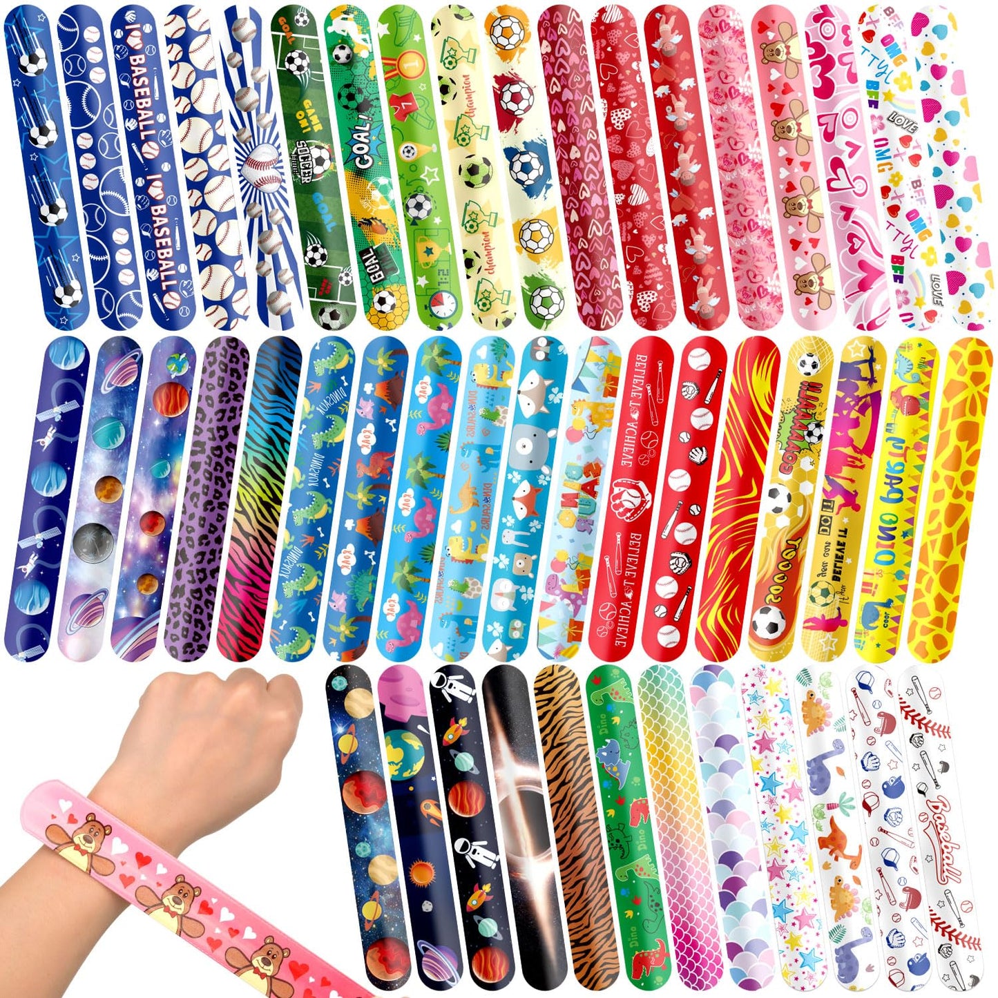JoyRapt 144PCS Slap Bracelets for Kids 8-12 Party Favors, Christmas Gifts for Kids Slap Bracelets Bulk Classroom Prizes, Snap Br