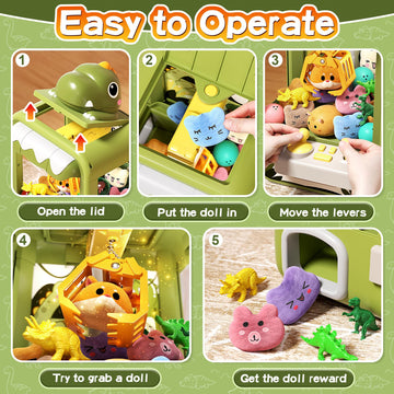 Eohemeral Dinosaur Claw Machine For Kids,Electronic Arcade Game Machine With Music,Mini Vending Machine Boys Birthday Toys Gifts