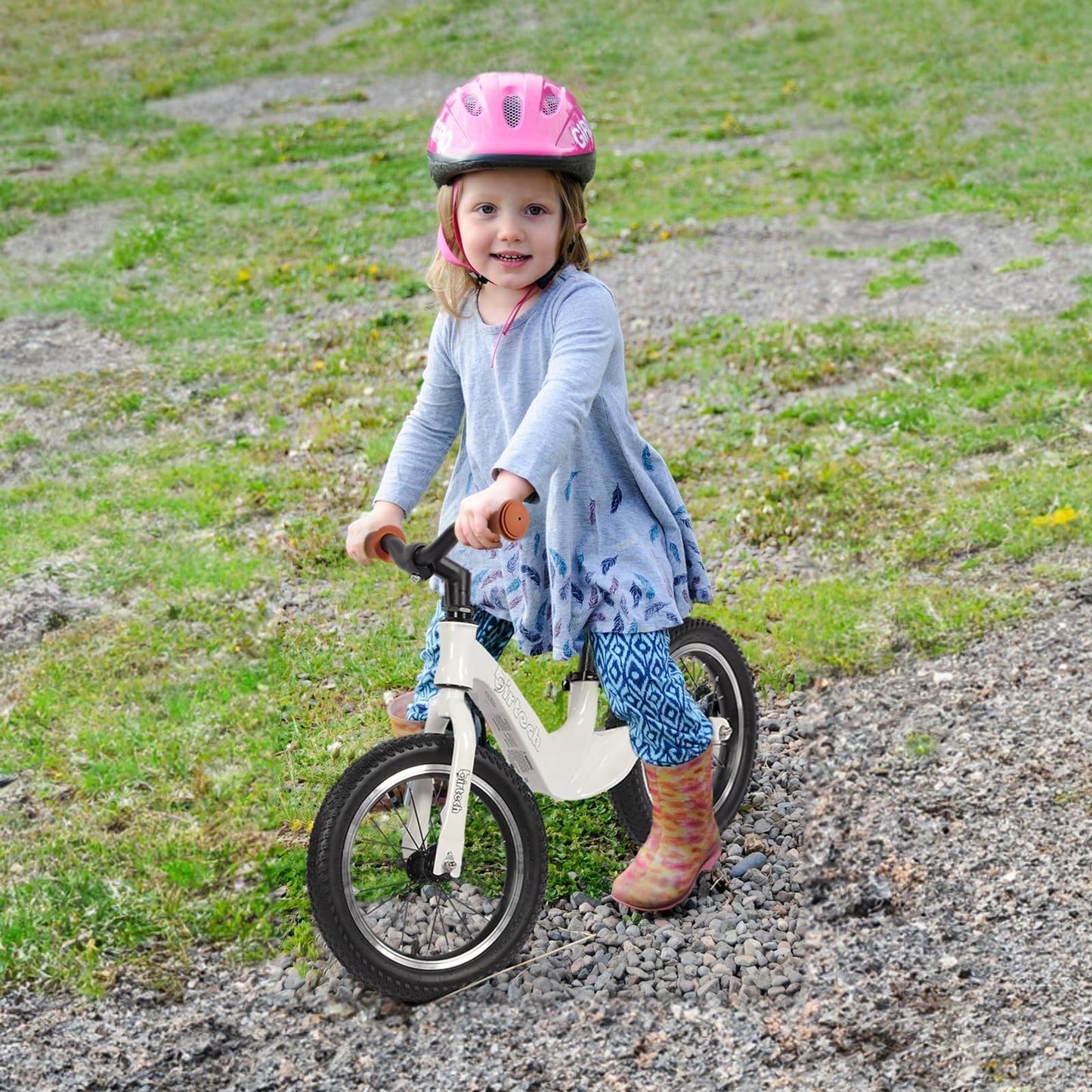 14' Kids Balance Bike For 3,4,5,6 Year Old Boys And Girls, Air Tires With Magnesium Alloy Frame, Lightweight No Pedal Toddler Training Bicycle (White)