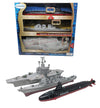 Toy Aircraft Carrier Submarine And Battleship Destroyer Combo With 8 Mini Fighter Jets