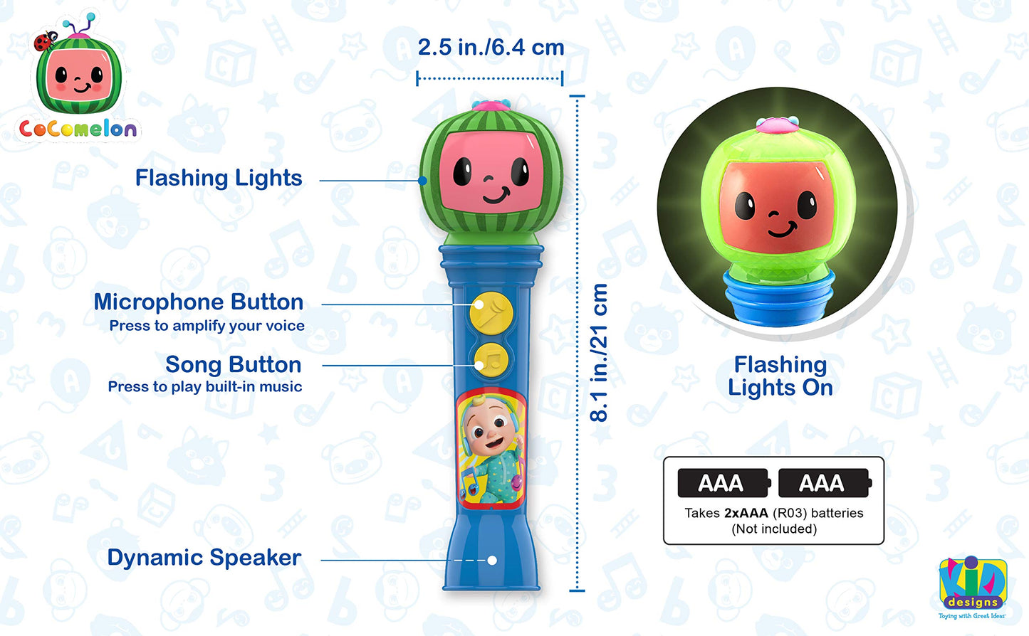 Cocomelon Toy Microphone For Kids, Musical Toy For Toddlers With Built-In Cocomelon Songs, Kids Microphone Designed For Fans Of Cocomelon Toys And Gifts