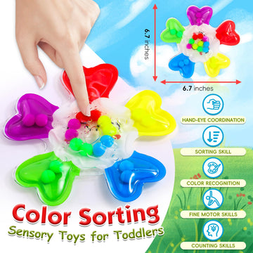 Color Sorting Sensory Toys, Fine Motor Skills Games For Toddlers,Preschool Learning Outdoor Travel Toys Gifts For Kids Aged 3-4