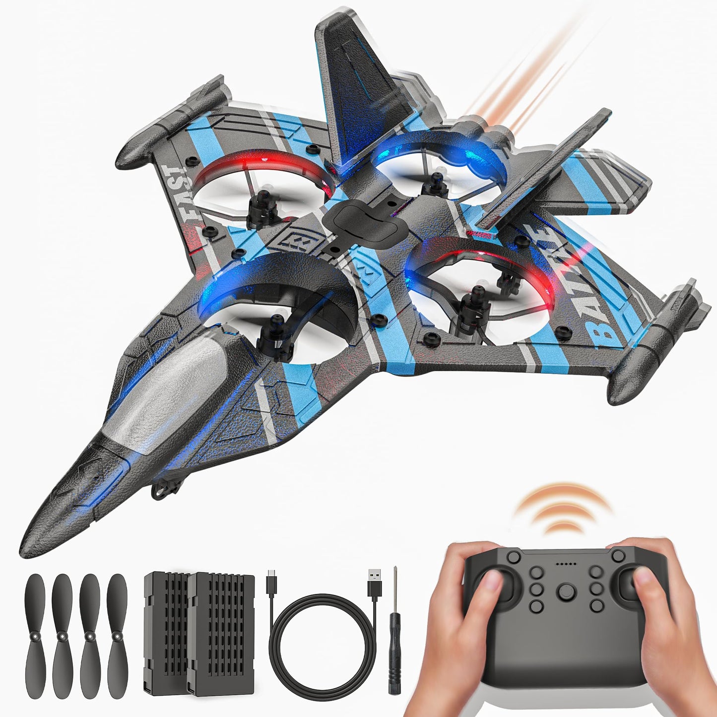 Bezgar Drones For Kids | 2.4Ghz Rc Plane, 6-Axis Gyro Remote Control Airplane, Rc Helicopter, 360 Flip Fighter Jet Toy, Toys For