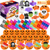 48 Halloween Toys Pack with Pumpkin Box, Halloween Party Favors Gifts for Kids, Halloween Goodie Bag Stuffers with Bubble Push i