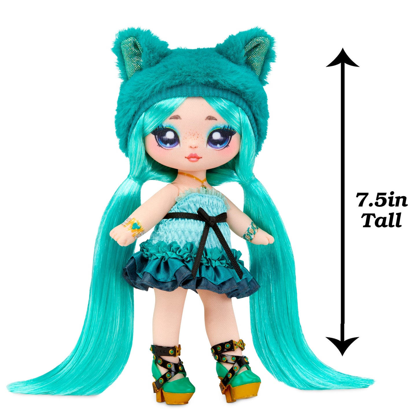 Na! Na! Na! Surprise 7.5 Emery Moss Fashion Doll - Emerald Birthstone, Teal Hair, Satin Dress, Poseable Toy for Ages 5+