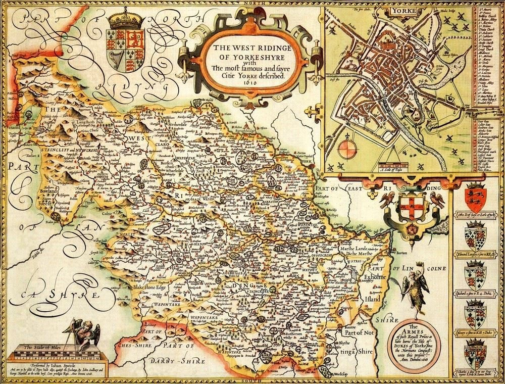 Yorkshire West Riding Historical Map 1000 Piece Jigsaw Puzzle (1610) - John Speed