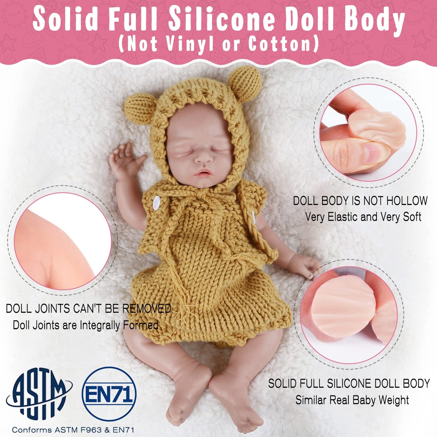 Vollence 18 Inch Full Silicone Baby Doll That Look Real,Eyes Closed Reborn Baby Doll,Real Baby Doll,Lifelike Baby Dolls - Boy