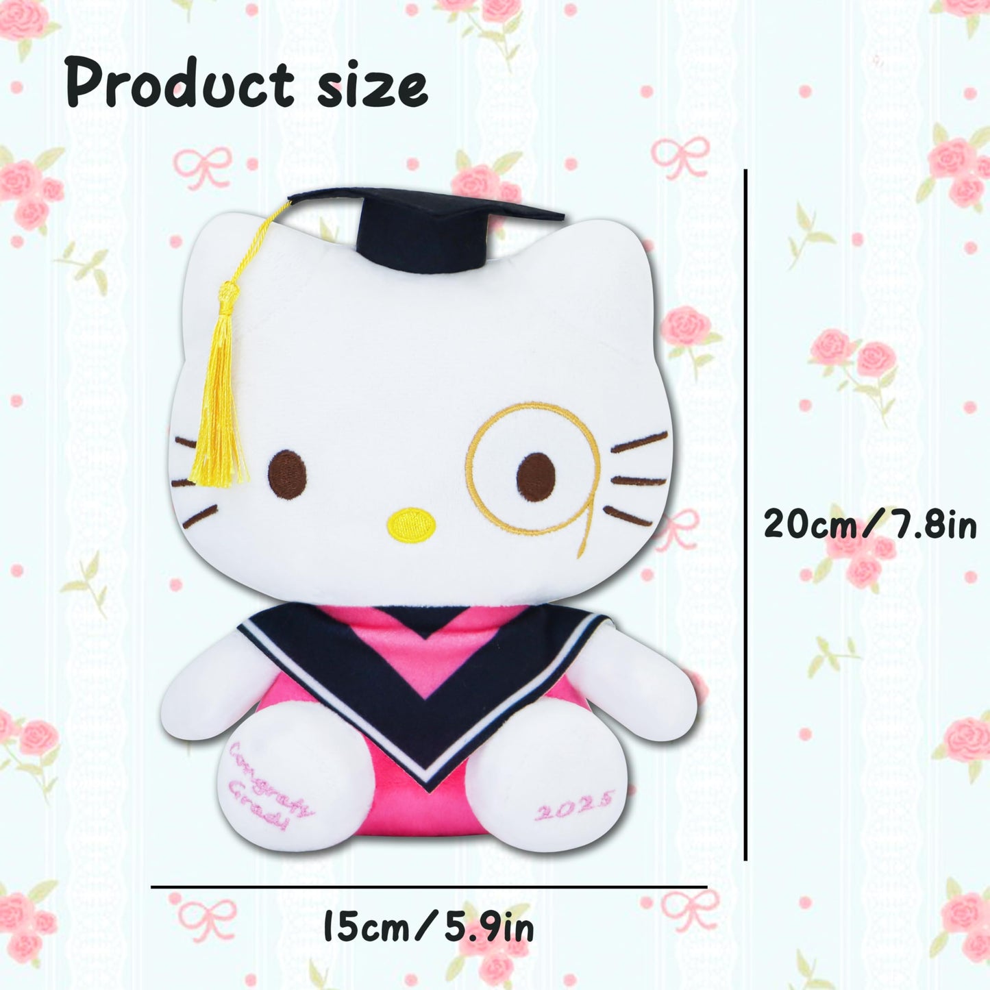 Coaqac 2025 Graduation Cat Plush - 7.8 Inch Class Of 2025 Commemorative Decoration For Graduation Ceremonies, Party Displays & K
