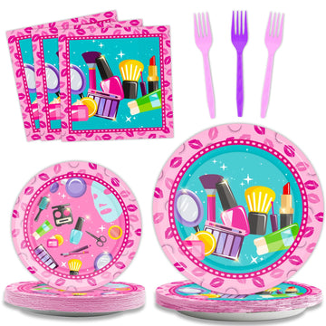Gisgfim 96 Pcs Spa Birthday Party Plates Napkins Supplies Set Spa Party Tableware Paper Dinnerware Decorations Favors For Girls