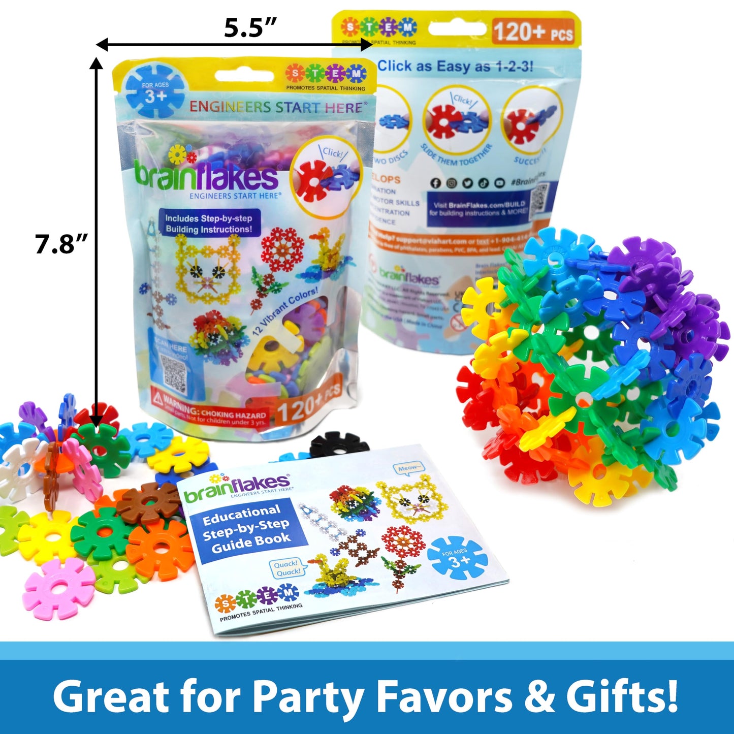 Brain Flakes Starter Set Multicolor (12 Colors) - 120 Pieces - Resealable Pouch