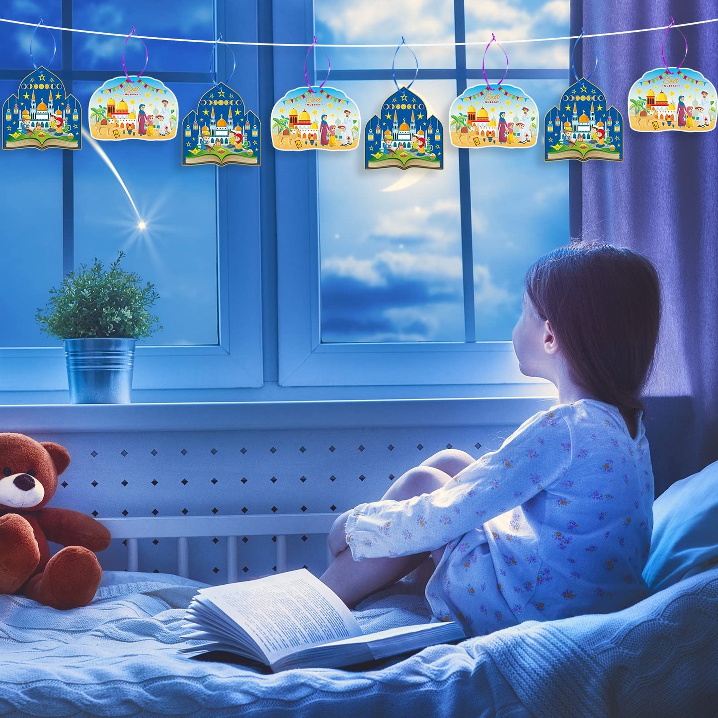 Eid Mubarak Craft Kits Kids Mosque Scene Stickers Muslim Eid Ramadan Sticker Bulk Gift Hanging Ornament Decoration for Al Fitr P