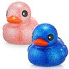 Honoson 2 Pcs 6.89 Inch Giant Glitter Rubber Ducks Big Sparkly Rubber Ducks Jumbo Bathtub Toys With Squeaky Sound For Baby Showe