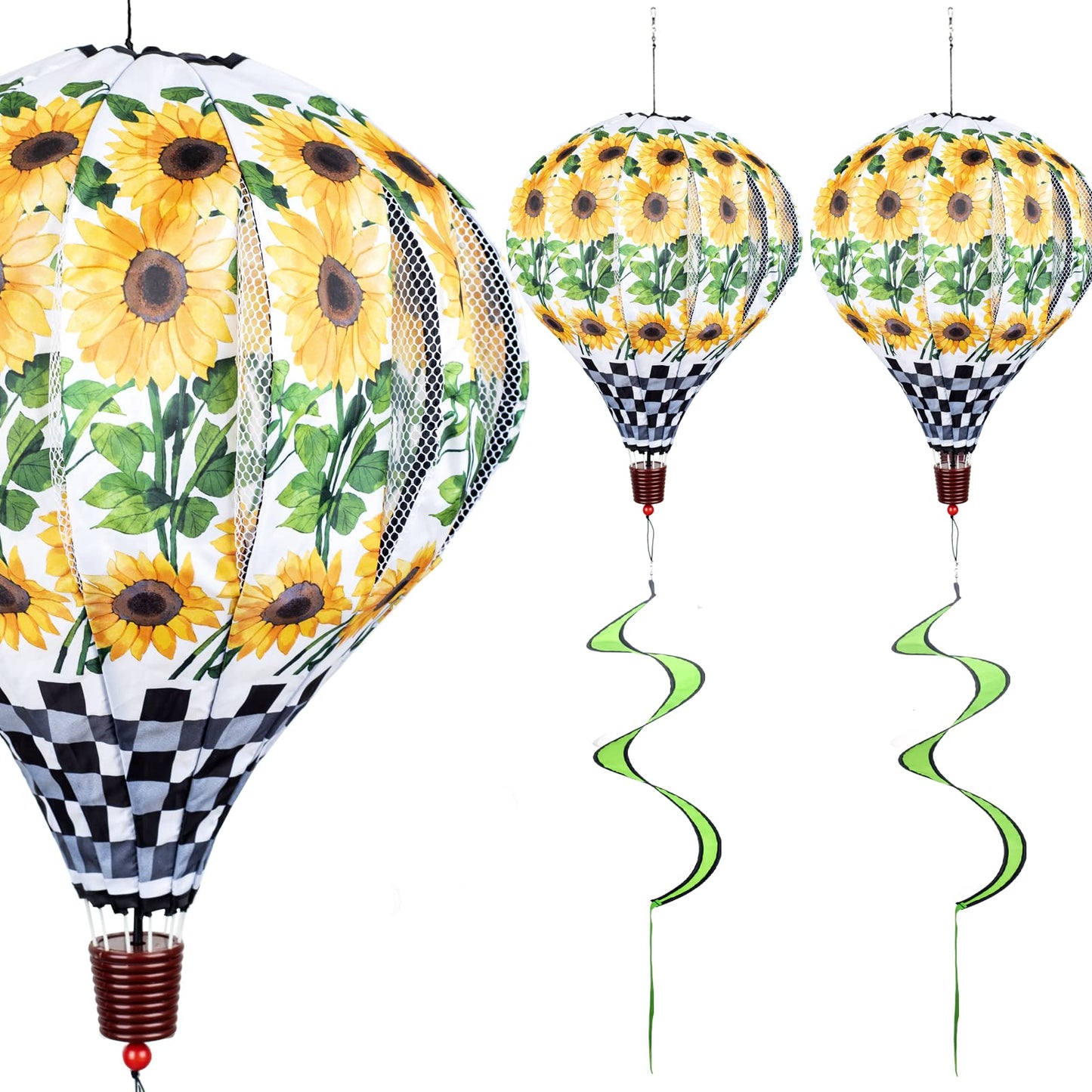 Giant Sunflower Hot Air Balloon Garden Wind Spinners Large Pinwheels Whirligigs Windmill Toys for Kids Yard Decor Lawn Decoratio