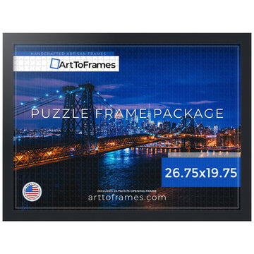 ArtToFrames 26.75x19.75 Black MDF Puzzle Frame with Economy Acrylic for 1000 Piece Puzzles - Custom Size and Design