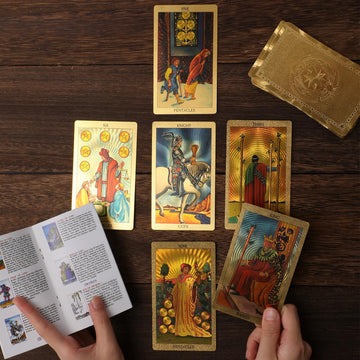 Egcuq 78 Tarot Cards With Guide Book,Rider Waite Tarot Deck,Gold Foil Tarot Cards Deck For Beginners Waterproof And Durable