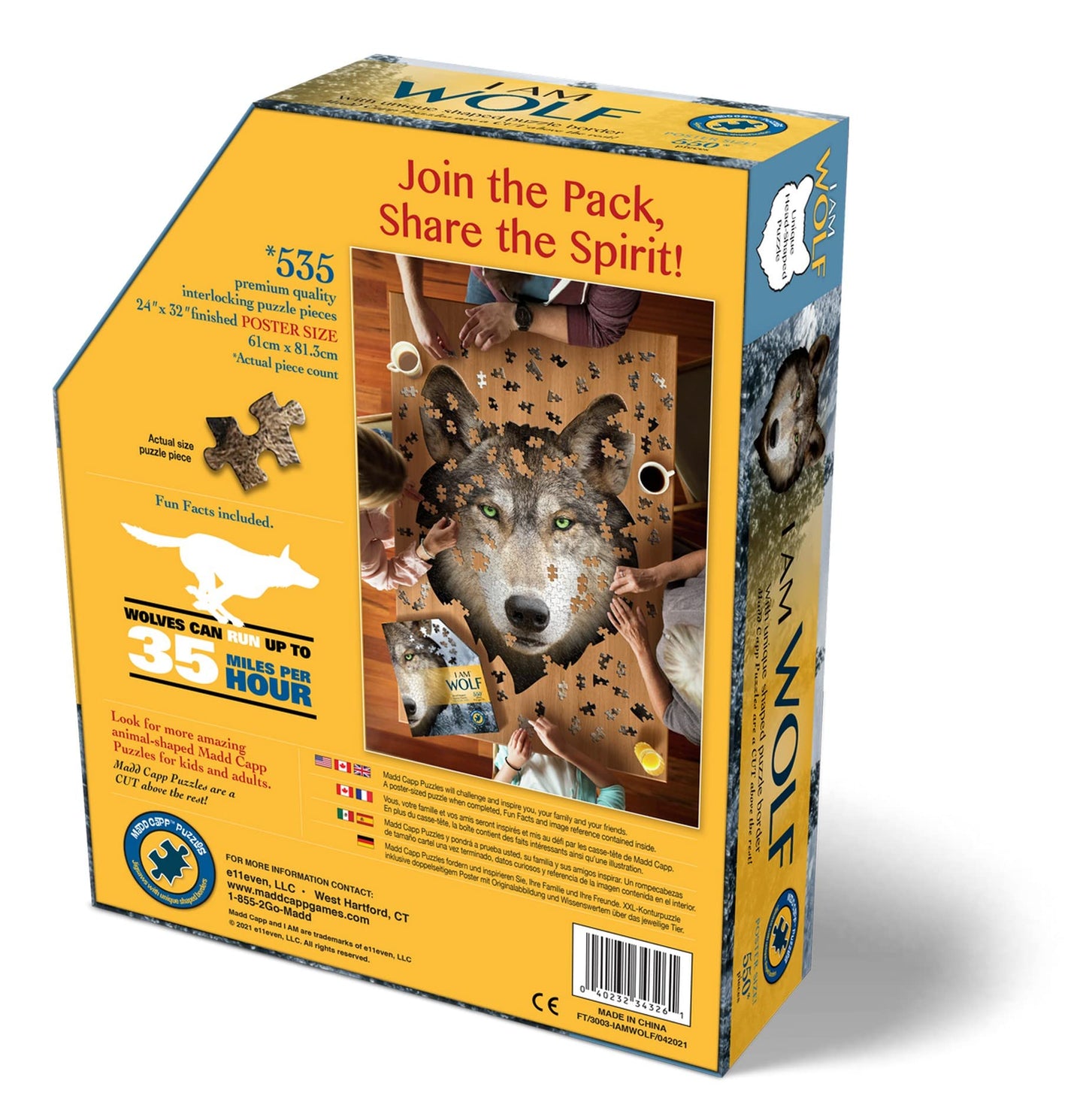 Madd Capp Puzzles - I Am Wolf - 550 Pieces - Animal Shaped Jigsaw Puzzle