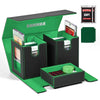 Kabinka Deck Box for MTG with Commander Display 3 in 1 Trading Card Storage Box Fit 200 Double-sleeved Cards Removable Deck Case for TCG/Sports Cards with 2 Magnetic Card Holders (Black Green)