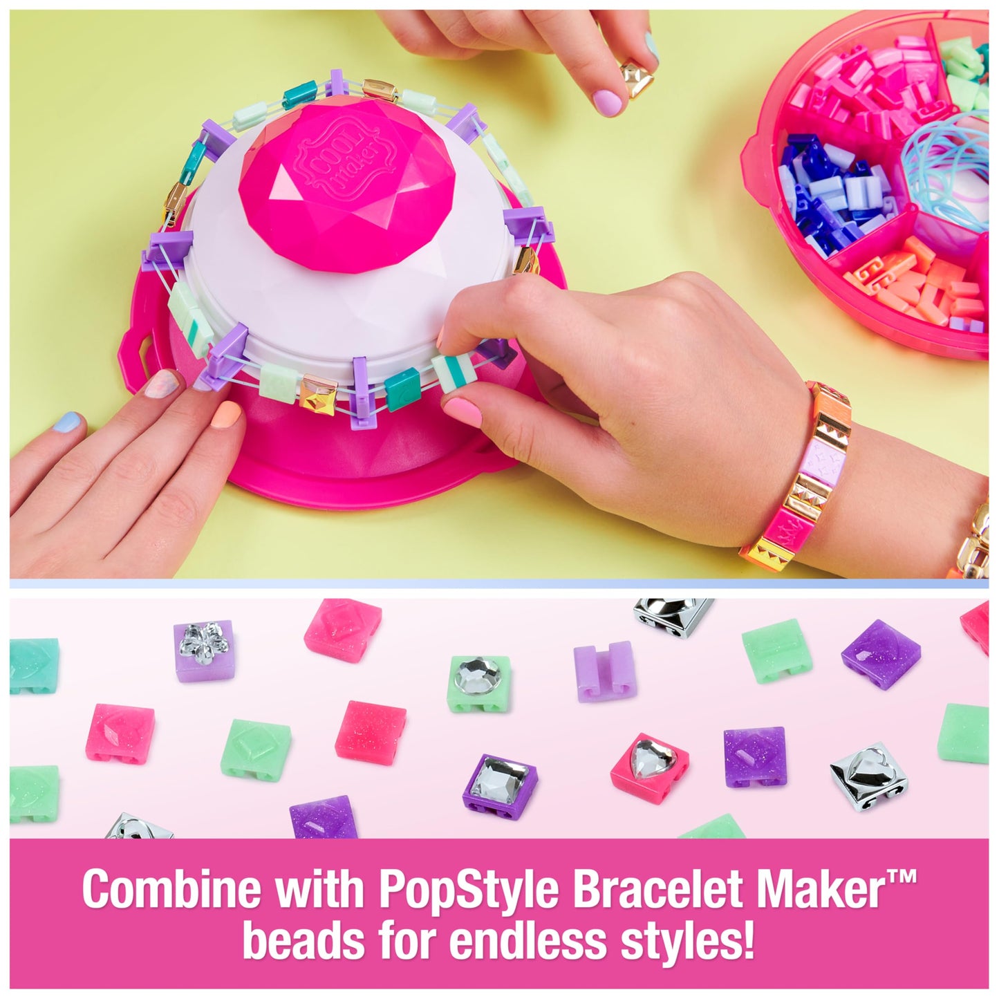 Cool Maker, Popstyle Expansion Pack, Bracelet Making Kit With Over 50 Gem Beads, Makes 3, Diy Arts And Crafts Kids Toys For Girls