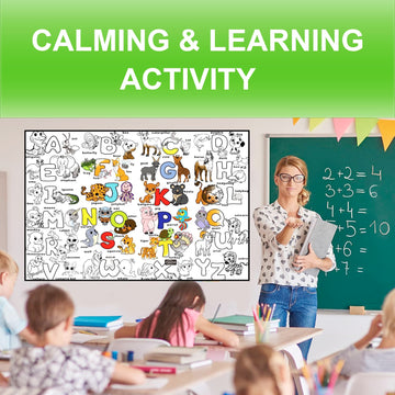 Alex Art, Toddler Coloring Poster - Alphabet Wall Coloring Poster For Kids Ages 4-8 2-4 - Big Giant Coloring Sheet - Fun Abc Large Coloring Activities At Classroom - Jumbo Coloring Pages For Toddlers