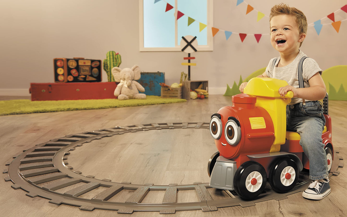 Little Tikes Cozy Train Ride-On with Track, Under Seat Storage, Working Bell, Large, Multicolor, Model 660962EUC for Kids Ages 1-5