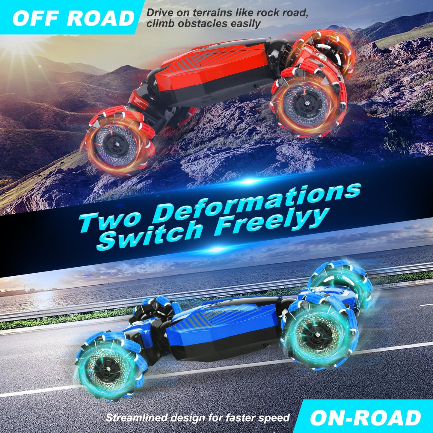 ZSYMIMRC RC Car, RC Gesture Stunt Car, Multifunctional Rotary Deformation Remote Control Car, 3-12 Years Old Kids Birthday Prese