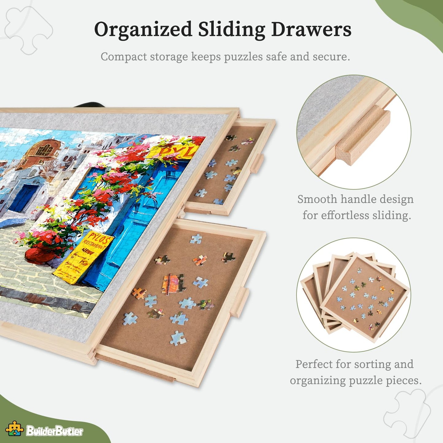 Builderbutler 2000 Pieces 2-In-1 Tilting & Rotating Puzzle Board, 40.16''X28.5''Portable Puzzle Table With 4 Drawers & Cover