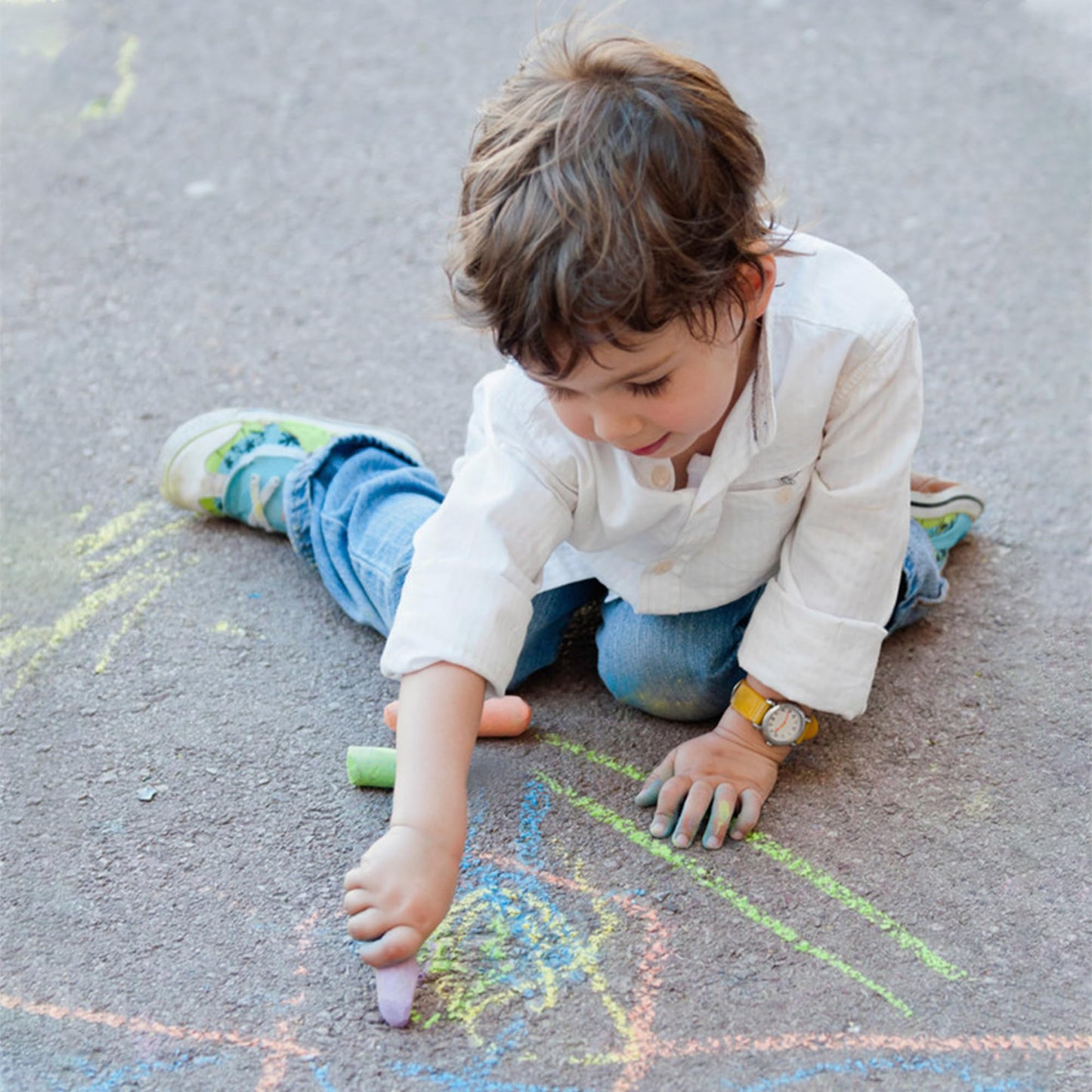 feela Sidewalk Chalk Set - 180 Jumbo Pieces, 18 Colors, Calcium Carbonate, Ideal for Kids, Family, Schools, Driveways, and Playgrounds