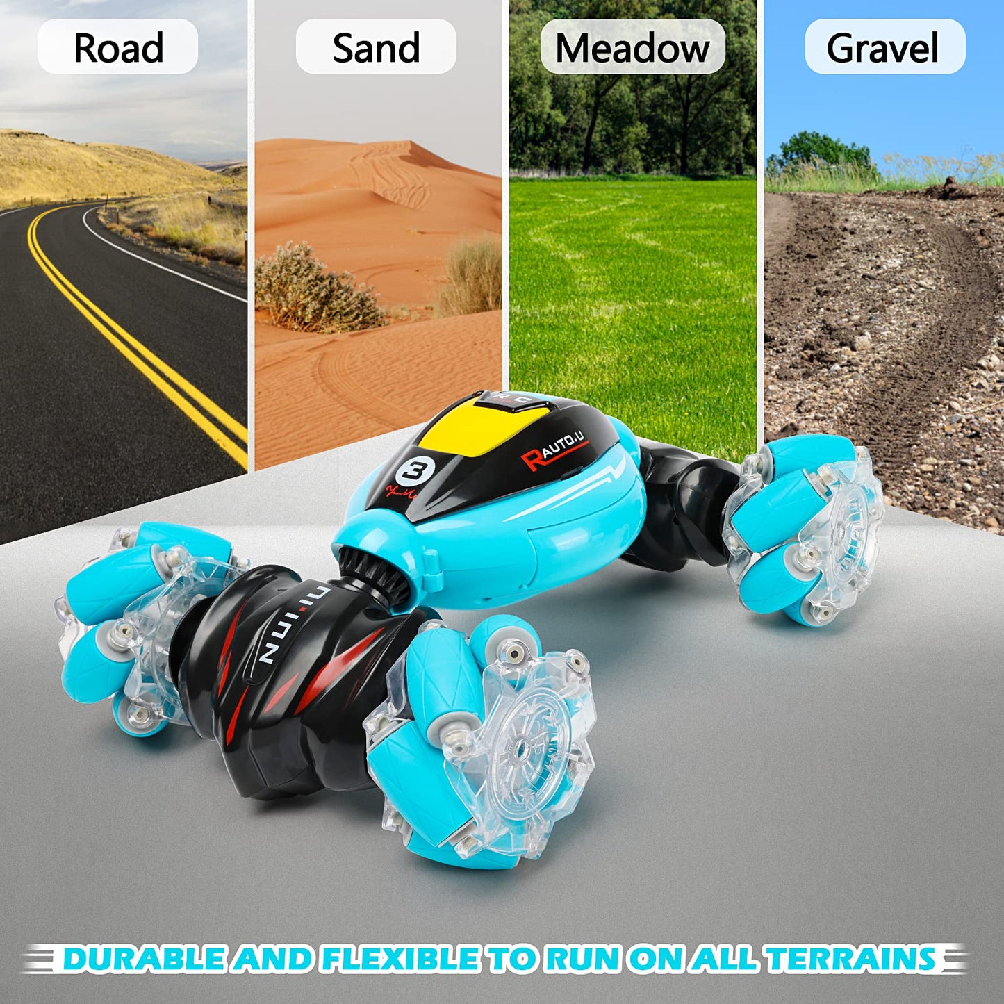 DDAI RC Cars Gesture Sensing Stunt Car - Best Gifts for Boys 6-12 Year Old 360 Rotating 4WD Remote Control Transform 2.4Ghz Hand