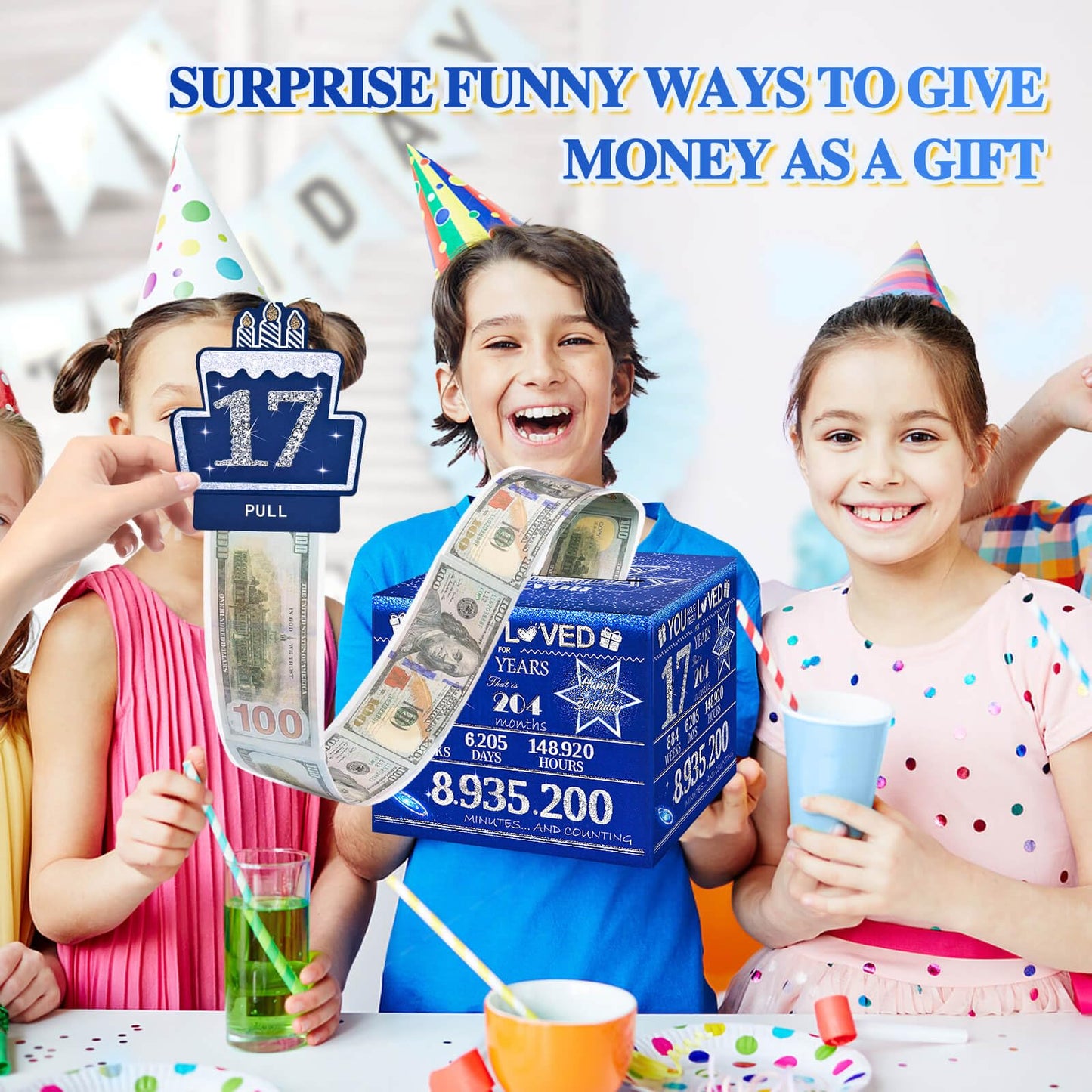 Toyeishi 17 Happy Birthday Money Box For Cash Gift, 17Th Birthday Decorations For Boys And Girls, Gifts For 17 Year Old Boy, Boy
