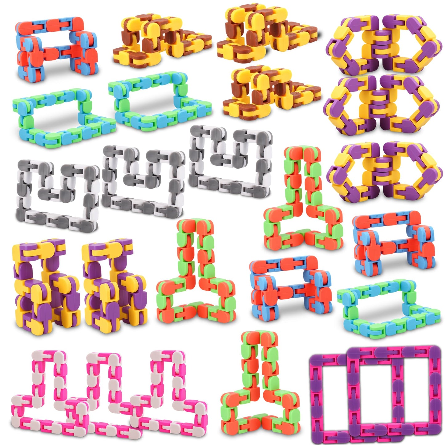 FUIYKA Wacky Tracks Snap and Click Fidget Toys, Rainbow Sensory Snake Puzzle, Party Favors, Classroom Rewards, Stress Relief for