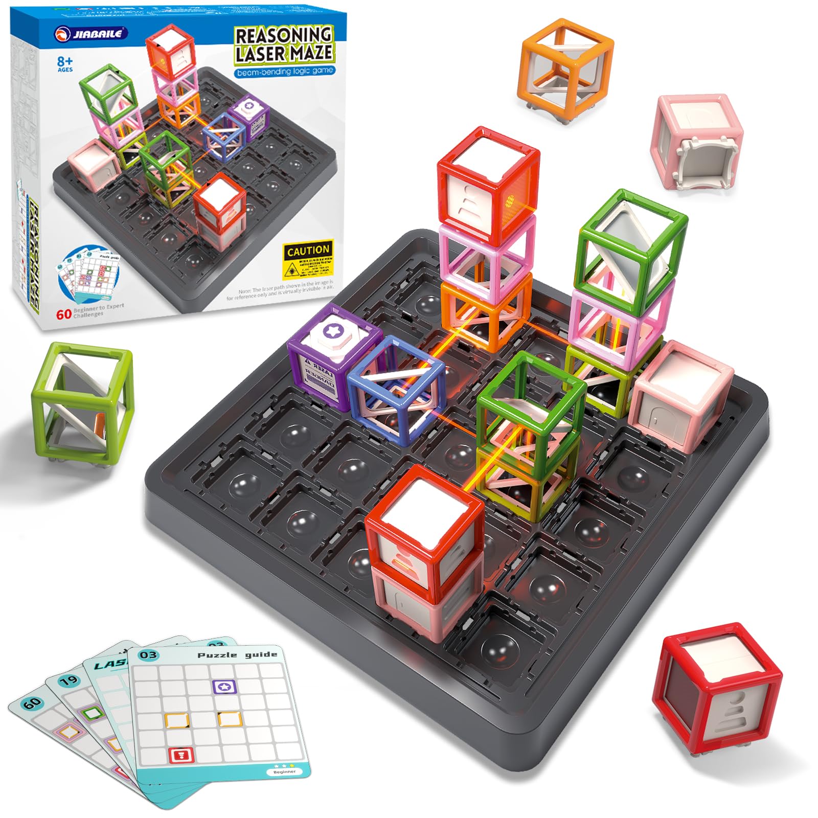 Laser Reasoning Game Set, STEM Toys for Ages 8-13, 60 Level Board Chal –  Toytooth, image size:1600x1600