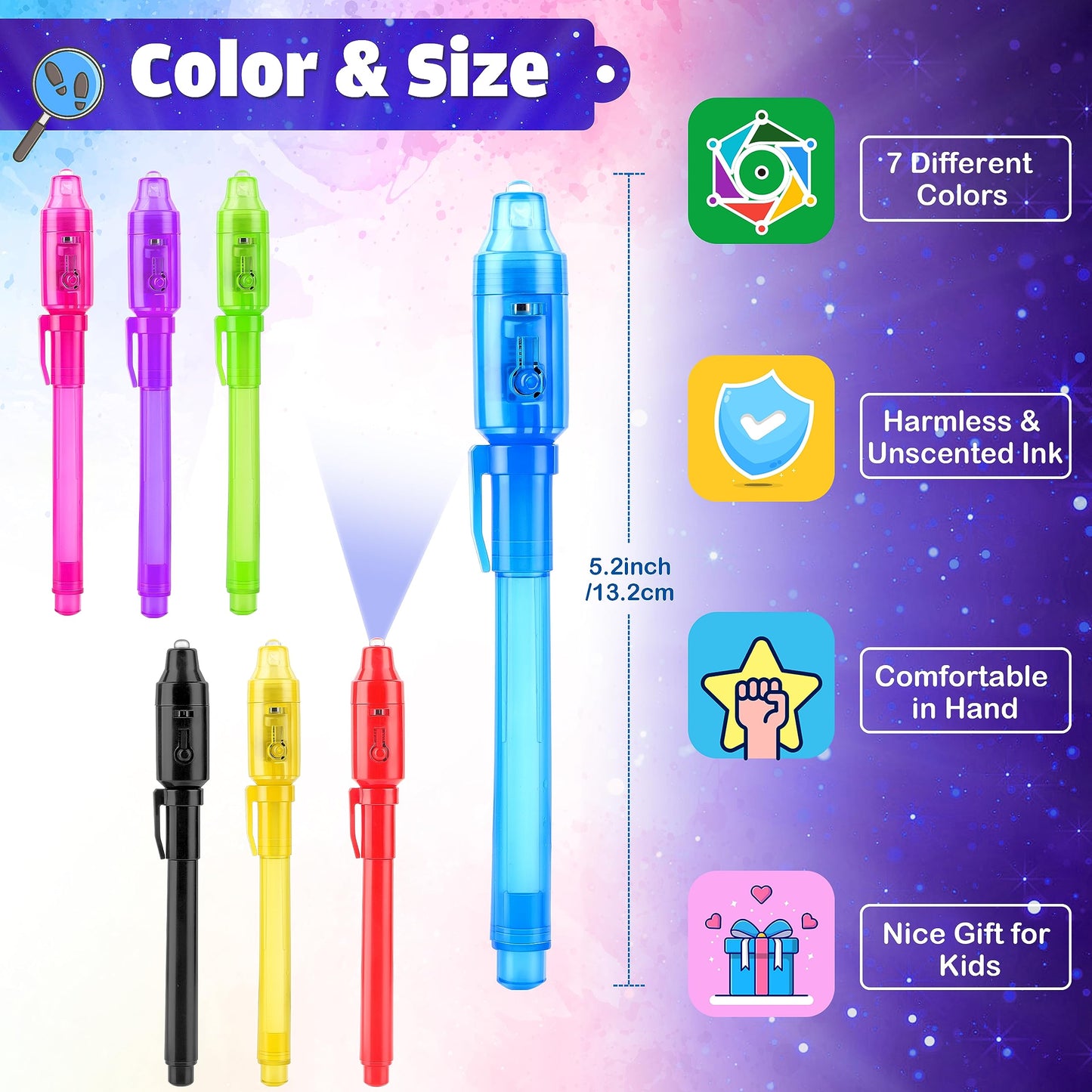 Joycover Invisible Ink Pen, 28Pcs Spy Pen For Kids With Uv Light Magic Marker For Secret Message, Birthday Party Favors For Kids