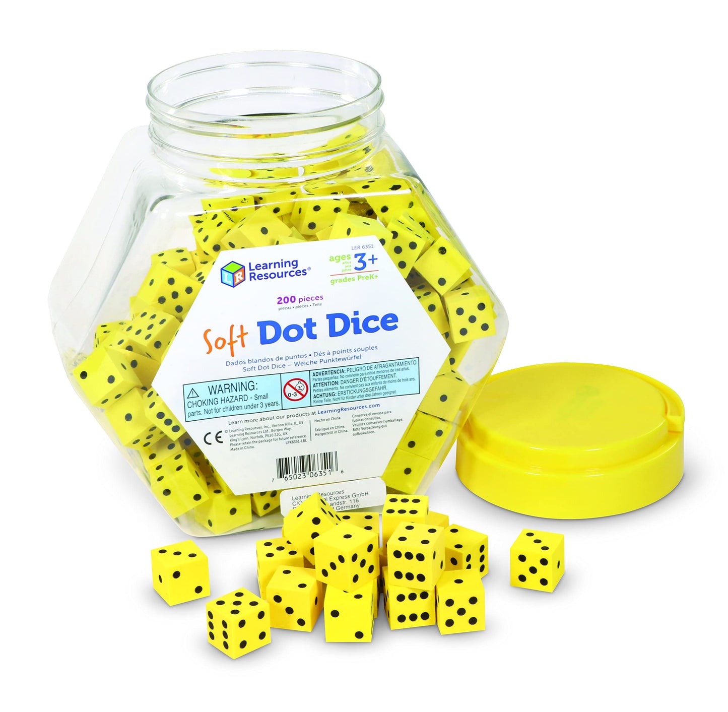 Learning Resources Hands-On Soft Dot Dice Bucket, Set Of 200, Ages 3+, Classroom Or Homeschool Supplies, Back To School Supplies