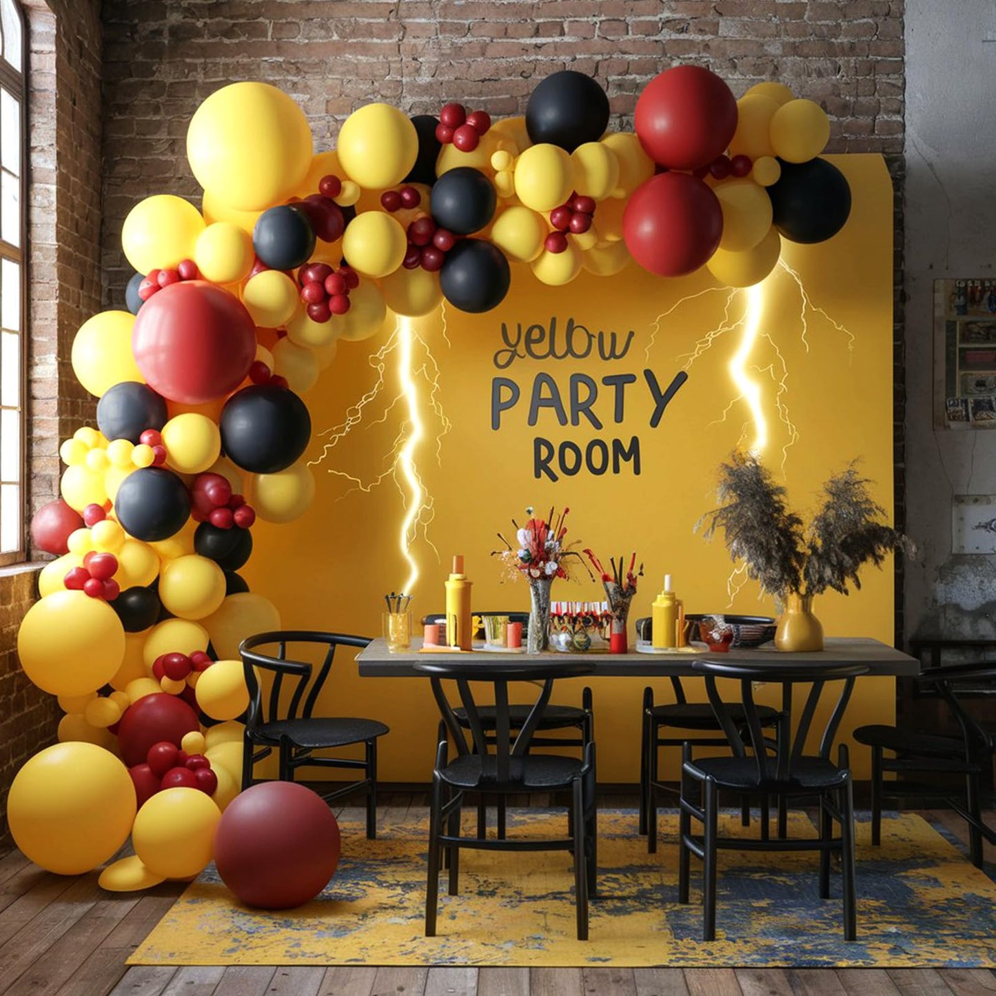 Red Black Yellow Balloons,12Inch Poke Cartoon Balloons Lightning Printed Party Balloons Confetti Black Yellow Decoration For Boy