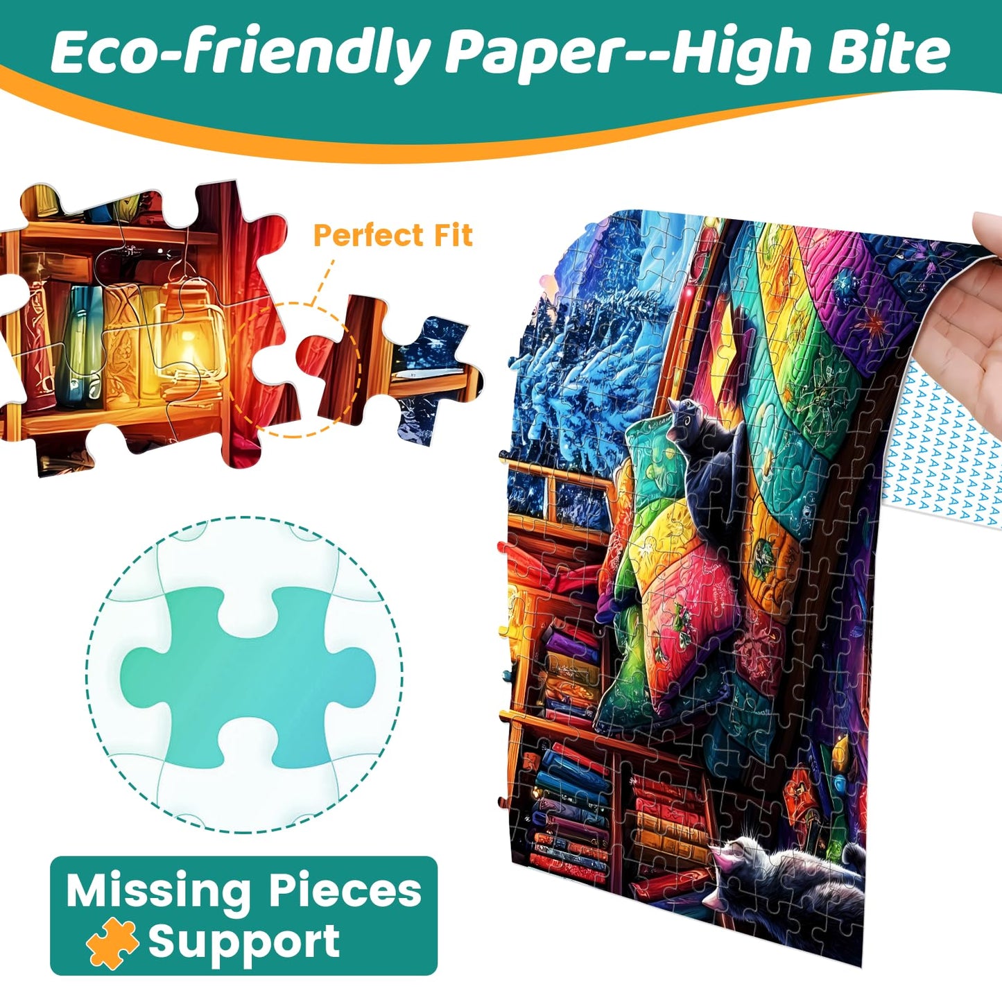 300 Pieces Puzzles For Adults | Winter Aurora Cat Jigsaw Puzzles | Large 300 Piece Puzzle For Children Adults Seniors | Sturdy,Safe | Engaging & Educational Toys Great Gift For Boys Girls 20.5 X 15 In