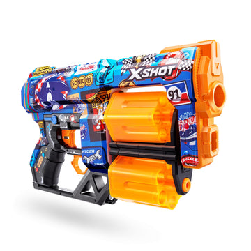 X-Shot Skins Dread Sonic Race Team Blaster With 24 Darts - Malice Skin By Zuru, Double Rotating Barrels, Air Pocket Dart Technology, Toy Foam Blaster For Kids, Teens And Adults