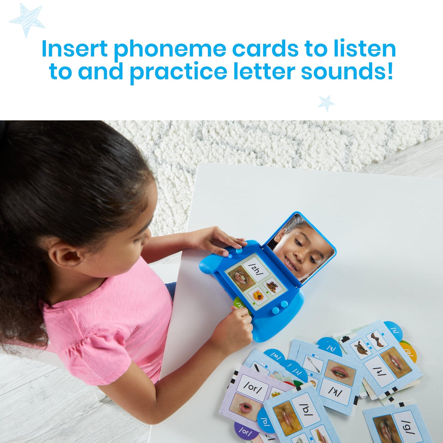 hand2mind Talking Mirror Phoneme Set - Speech Therapy Flash Cards for Toddler Phonics & Phonemic Awareness - Multicolor, Medium Size