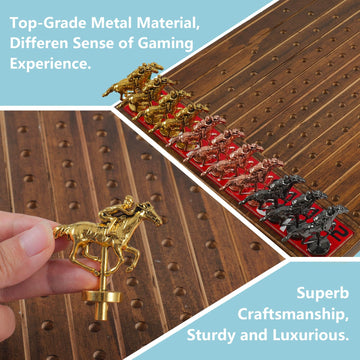 Horse Racing Board Game Comes With 11 Luxurious Metal Horses,2 Dice And 2 Boxes Of Cards Solid Wood Horse Racing Board Color Box