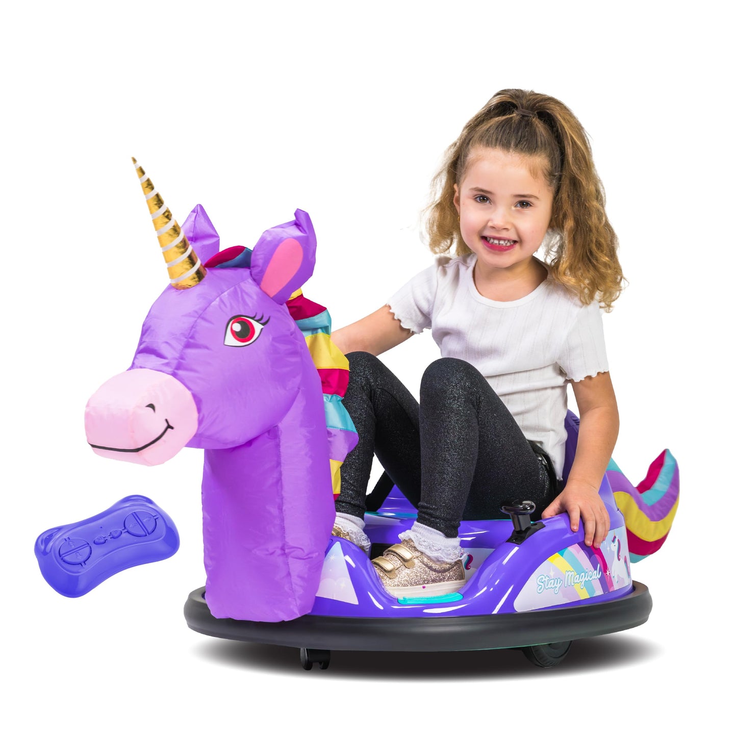 ImaginAir 6V Unicorn Toys Bumper Car - Kids Electric Car, Ride On Toddler Toy, Toddler Boys, w/Music, Parent Remote Control, LED